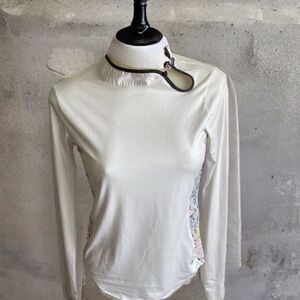 Ep Pro UPF Top - XS white , blue gray accent design.  Polyester spandex,